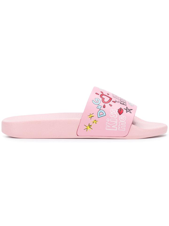 Dolce & Gabbana Bellezza Pool Slides - Pink & Purple