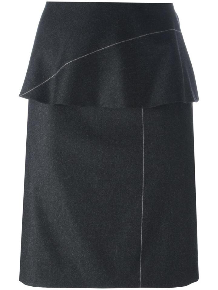 Salvatore Ferragamo Foldover Waist Peplum Skirt, Women's, Size: 44, Black, Wool/polyamide/spandex/elastane/polyester