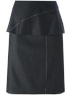 Salvatore Ferragamo Foldover Waist Peplum Skirt, Women's, Size: 44, Black, Wool/polyamide/spandex/elastane/polyester