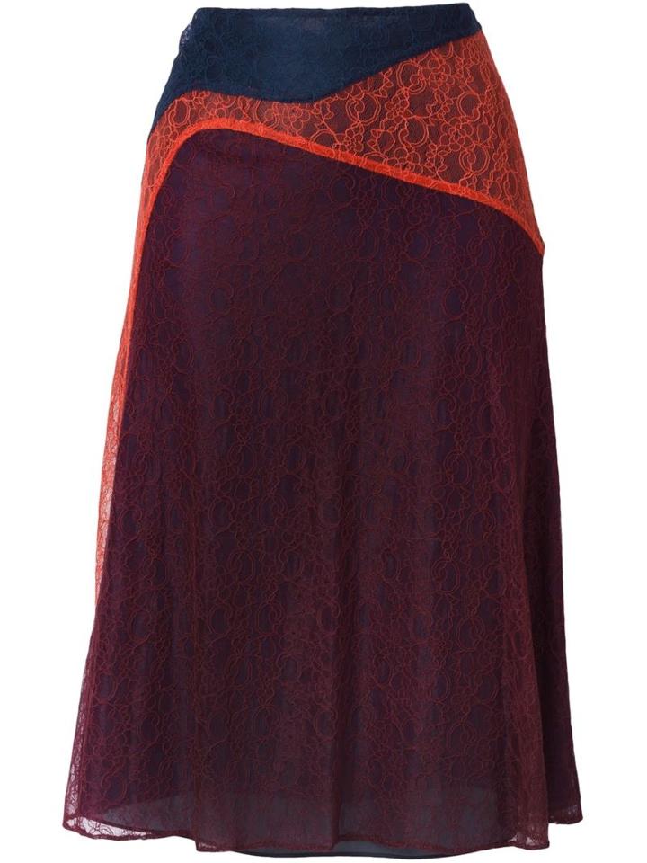Tory Burch Lace Panel Denim Skirt