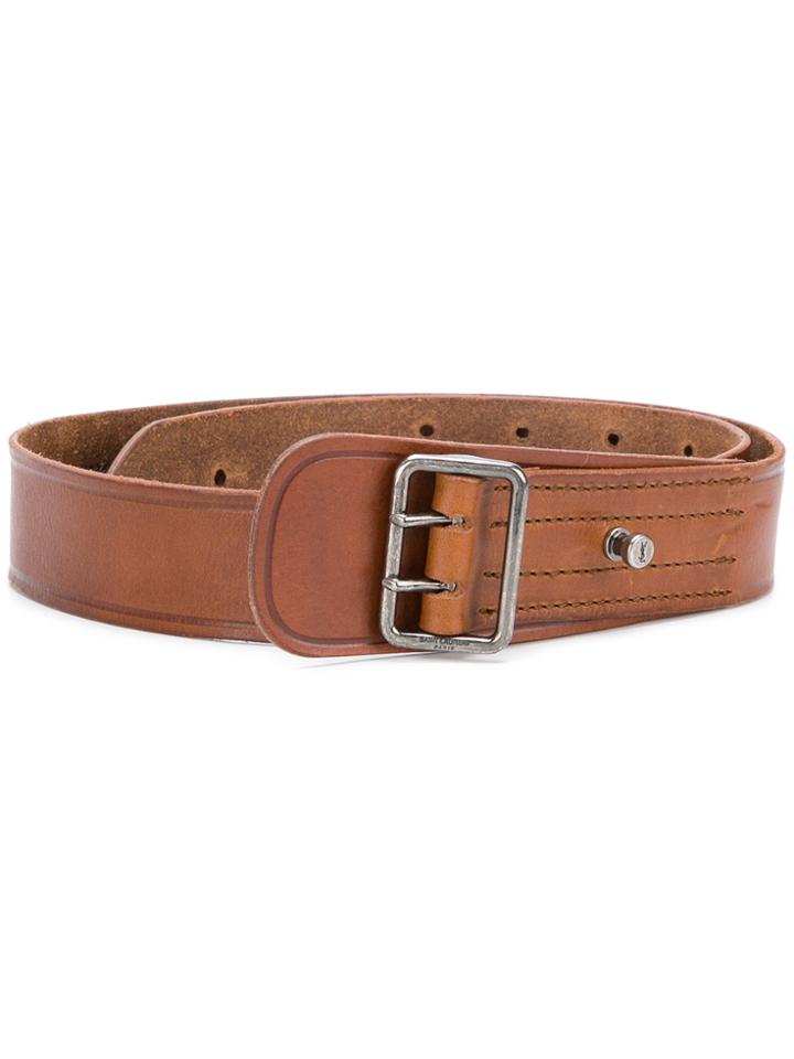 Saint Laurent Porthole Buckle Military Belt - Brown