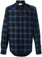 Saint Laurent Western Long Sleeve Shirt, Men's, Size: 39, Blue, Cotton/tencel