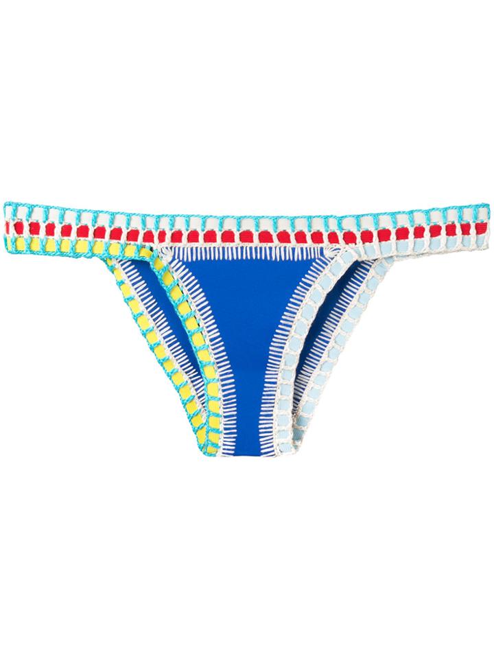 Kiini Embroidered Tuesday Bikini Bottom - Blue