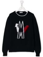 Moncler Kids Logo Intarsia Jumper - Blue