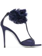 René Caovilla Textured Ankle Strap Sandals - Blue