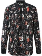 Dolce & Gabbana Jazz Club Print Shirt, Men's, Size: 43, Black, Cotton/silk