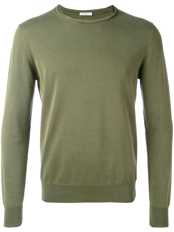Paolo Pecora - Slashed Crew Neck Jumper - Men - Cotton - Xs, Green, Cotton
