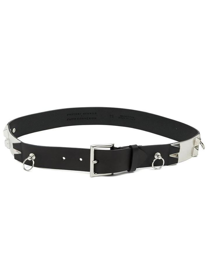 Faith Connexion Studded Belt, Women's, Size: 80, Black, Calf Leather/zamak