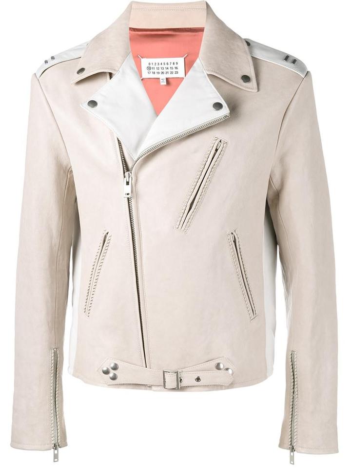 Maison Margiela Biker Jacket, Men's, Size: 50, Nude/neutrals, Viscose/sheep Skin/shearling