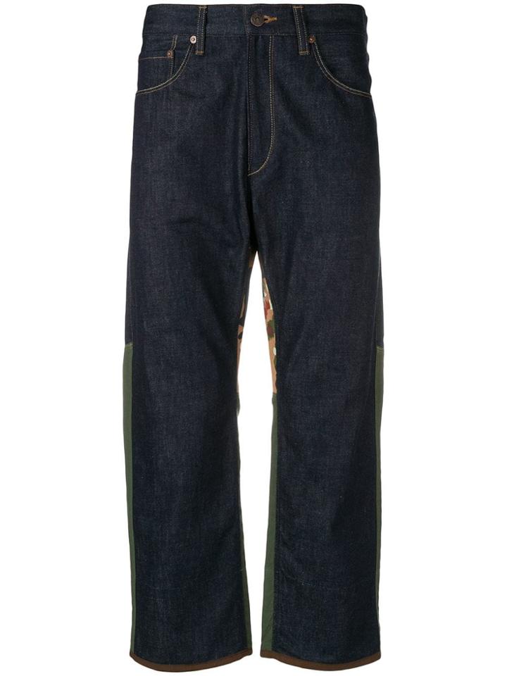 Junya Watanabe Man X Levi's Camouflage-panelled Jeans - Blue