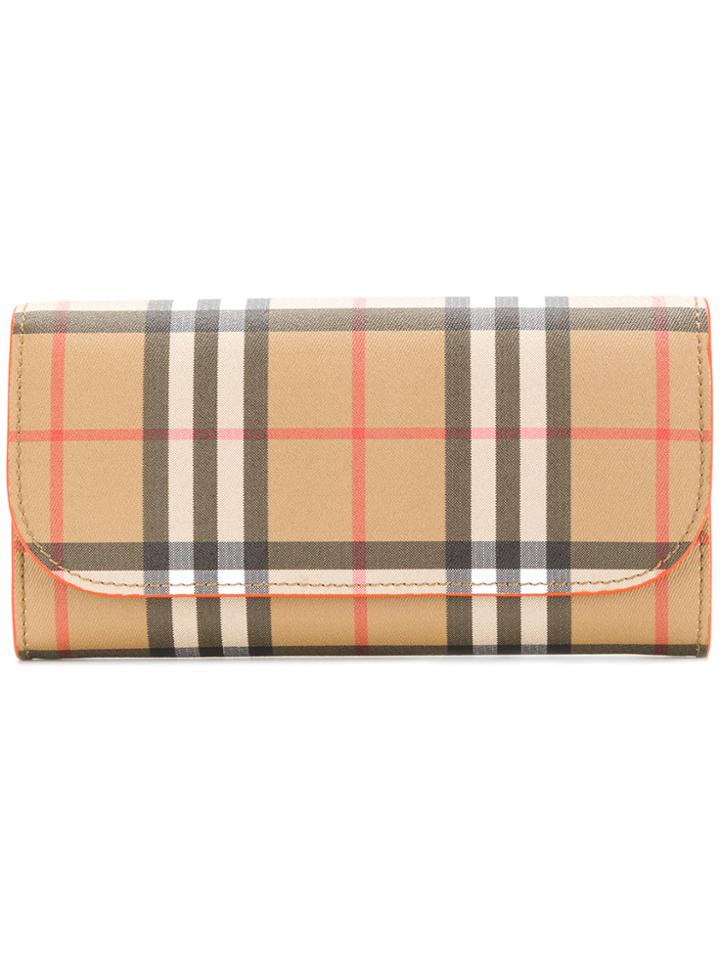 Burberry Checked Purse - Brown