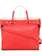 Giancarlo Petriglia Logo Tote, Women's, Red, Calf Leather