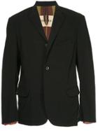 Ziggy Chen Distressed Contrast Collar Jacket - Black