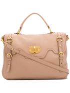 Miu Miu Buckle Detail Foldover Tote - Nude & Neutrals