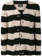 Overcome Striped Distressed Sweater - Black