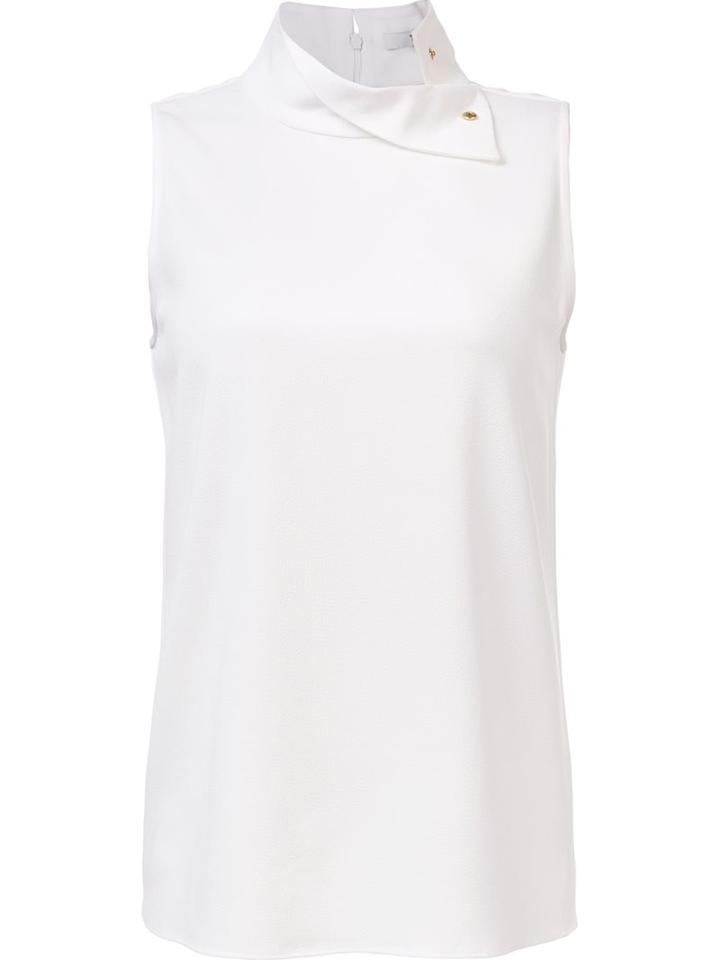 Tibi High Buttoned Neck Blouse, Women's, Size: 2, White, Polyester/triacetate