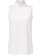 Tibi High Buttoned Neck Blouse, Women's, Size: 2, White, Polyester/triacetate