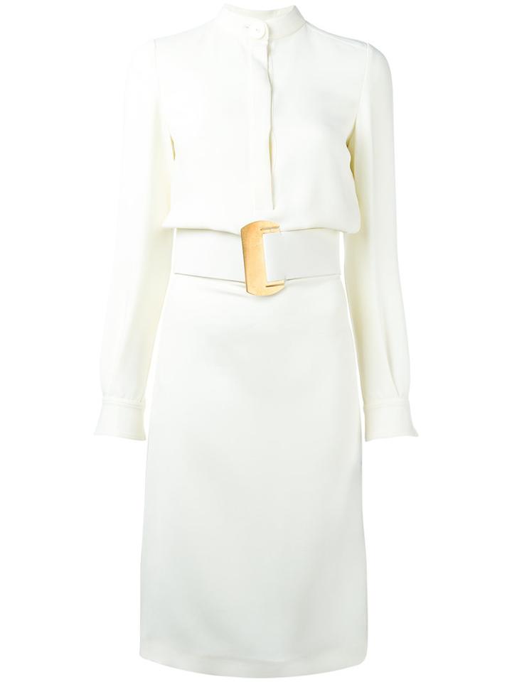 Tom Ford Buckled Belt Midi Dress, Women's, Size: 38, Nude/neutrals, Silk