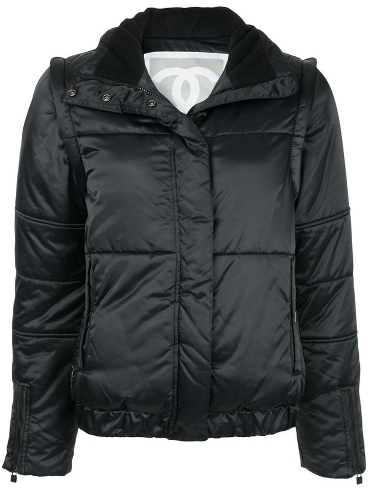 Chanel Vintage High Collar Padded Jacket - Black