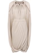 Alberta Ferretti Ruched Cape Dress - Nude & Neutrals