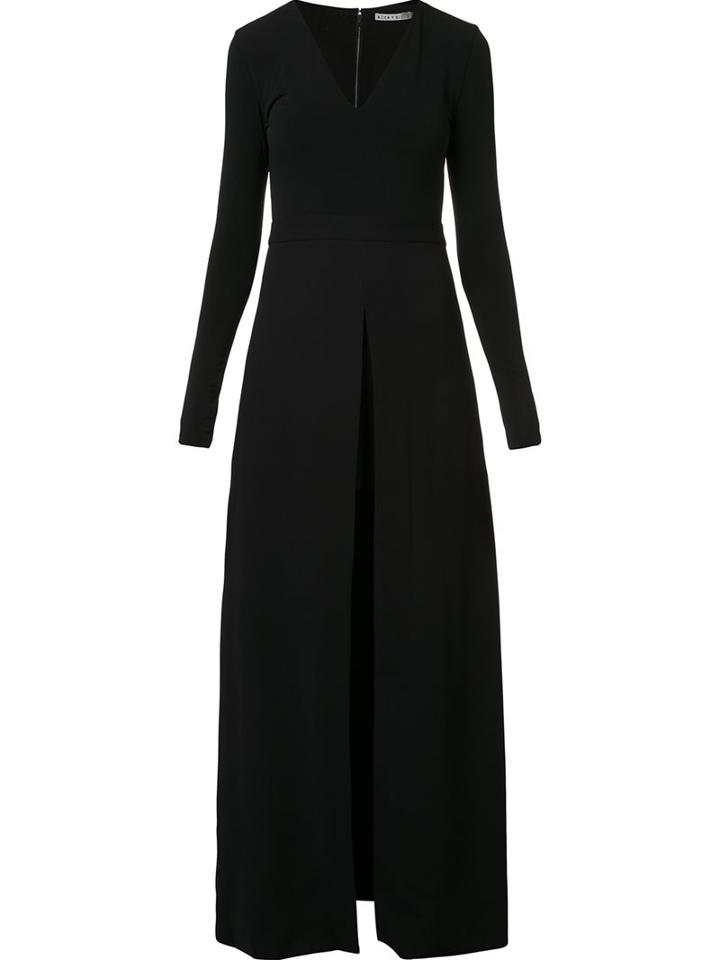 Alice+olivia Front Slit Long Dress, Women's, Size: 0, Black, Polyester