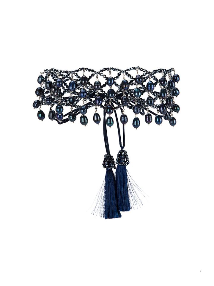 Night Market Drop Bead Choker - Blue