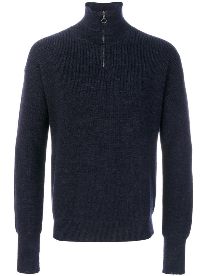 Roberto Collina Zip Neck Jumper - Blue