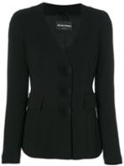 Emporio Armani - Button-down Blazer - Women - Polyester/spandex/elastane/viscose - 40, Black, Polyester/spandex/elastane/viscose