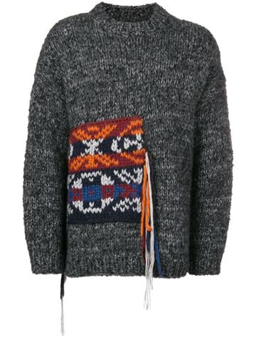 Pringle Of Scotland Hand Knitted Fair Isle Jumper In Charcoal - Grey