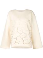 Stella Mccartney Embroidered Flower Sweater, Women's, Size: 42, Nude/neutrals, Cotton/polyamide