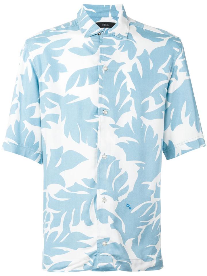 Diesel Floral Print Shirt, Men's, Size: Small, Blue, Viscose