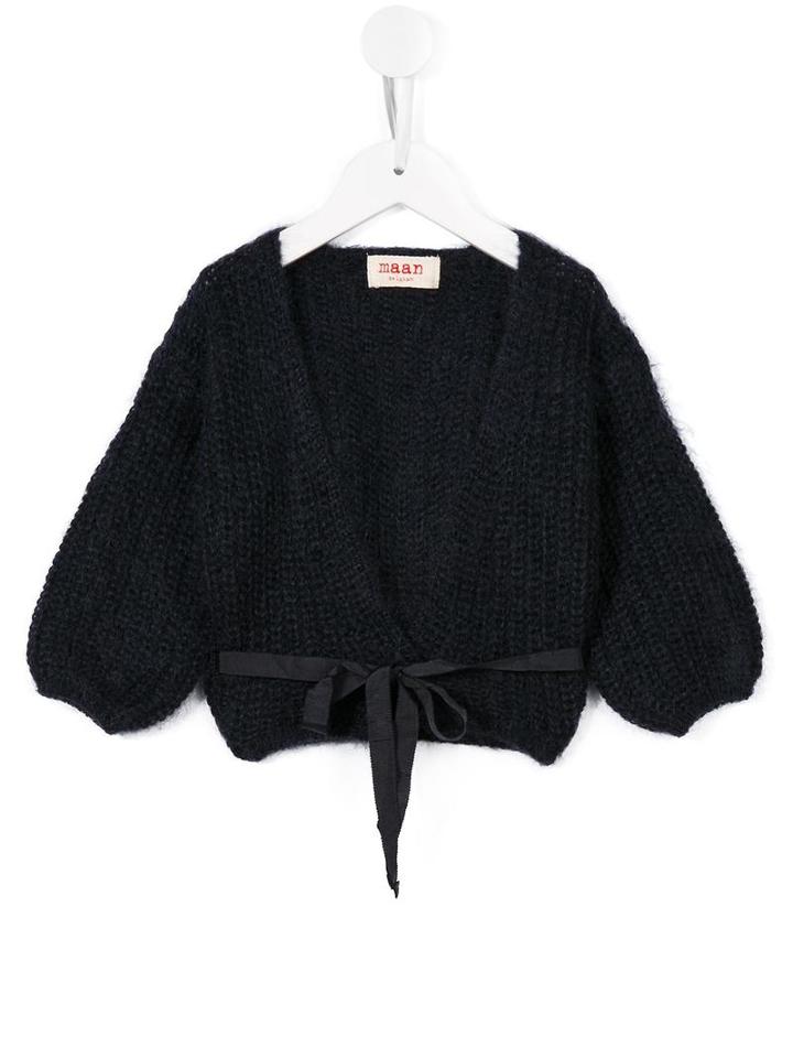 Maan - Belted Wrap Cardigan - Kids - Nylon/mohair/wool - 12 Mth, Blue