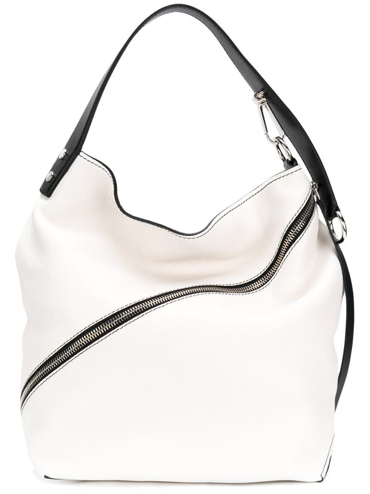 Proenza Schouler Medium Pebbled Leather Zip Hobo - White