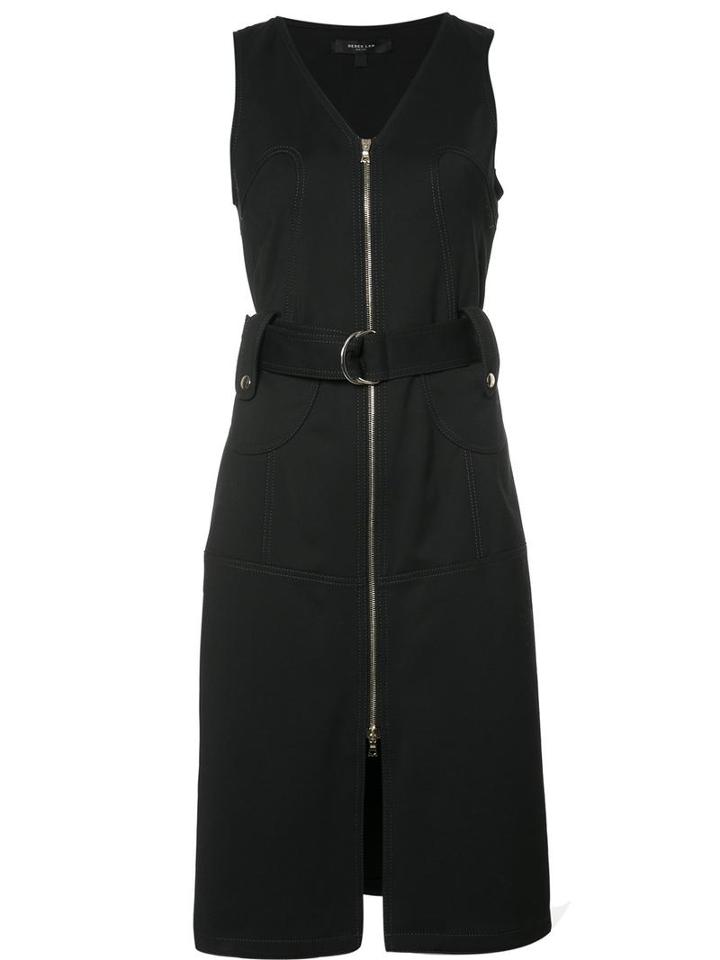 Derek Lam Front Zip Dress, Women's, Size: 46, Black, Cotton/polyamide/spandex/elastane