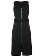 Derek Lam Front Zip Dress, Women's, Size: 46, Black, Cotton/polyamide/spandex/elastane