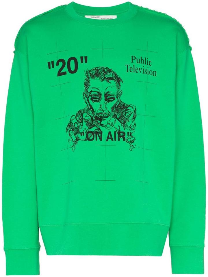 Off-white Public Television Print Sweatshirt - Green