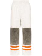Calvin Klein 205w39nyc Cotton Striped Suede Patch Trousers - White