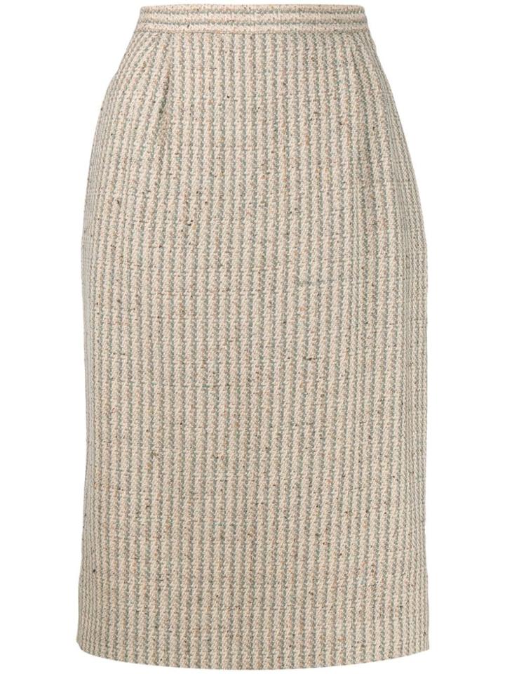 Valentino Pre-owned 1990s Striped Straight Woven Skirt - Neutrals