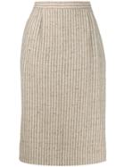 Valentino Pre-owned 1990s Striped Straight Woven Skirt - Neutrals