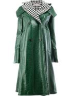 Marni Houndstooth Collar Pvc Coat - Green