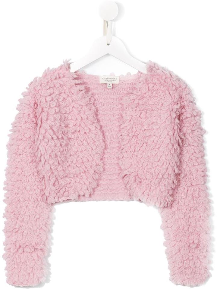Cashmirino Loop Stitched Cropped Cardigan, Girl's, Size: 6 Yrs, Pink/purple