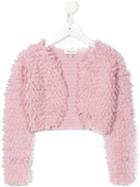 Cashmirino Loop Stitched Cropped Cardigan, Girl's, Size: 6 Yrs, Pink/purple