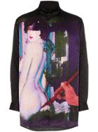 Yohji Yamamoto Female Leopard Pint Silk Shirt - Black