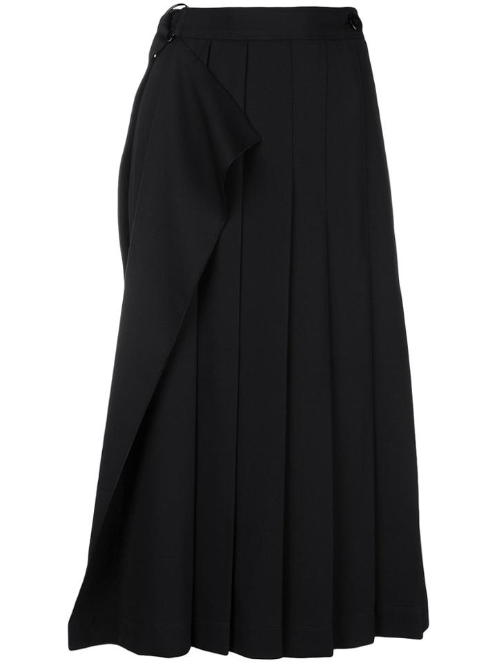 Joseph Pleated Flared Midi Skirt - Black