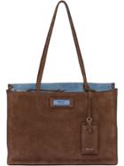 Prada Etiquette Suede Tote Bag - Brown