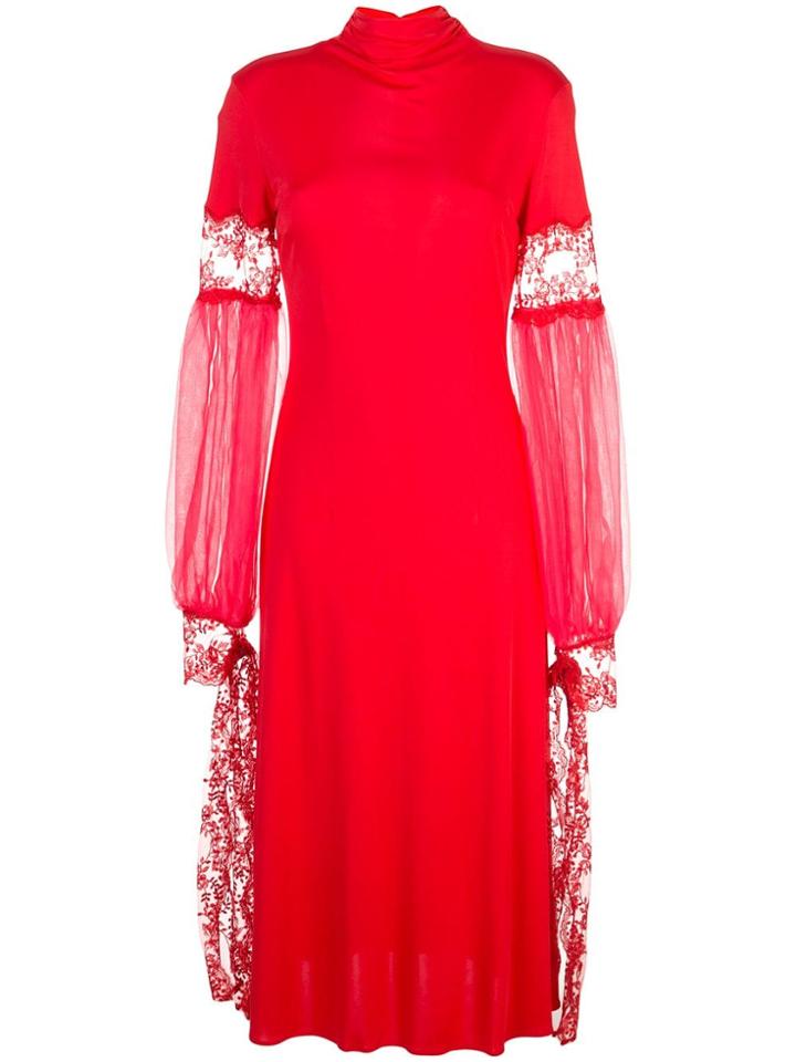 Christopher Kane Mesh Sleeve Midi Dress - Red