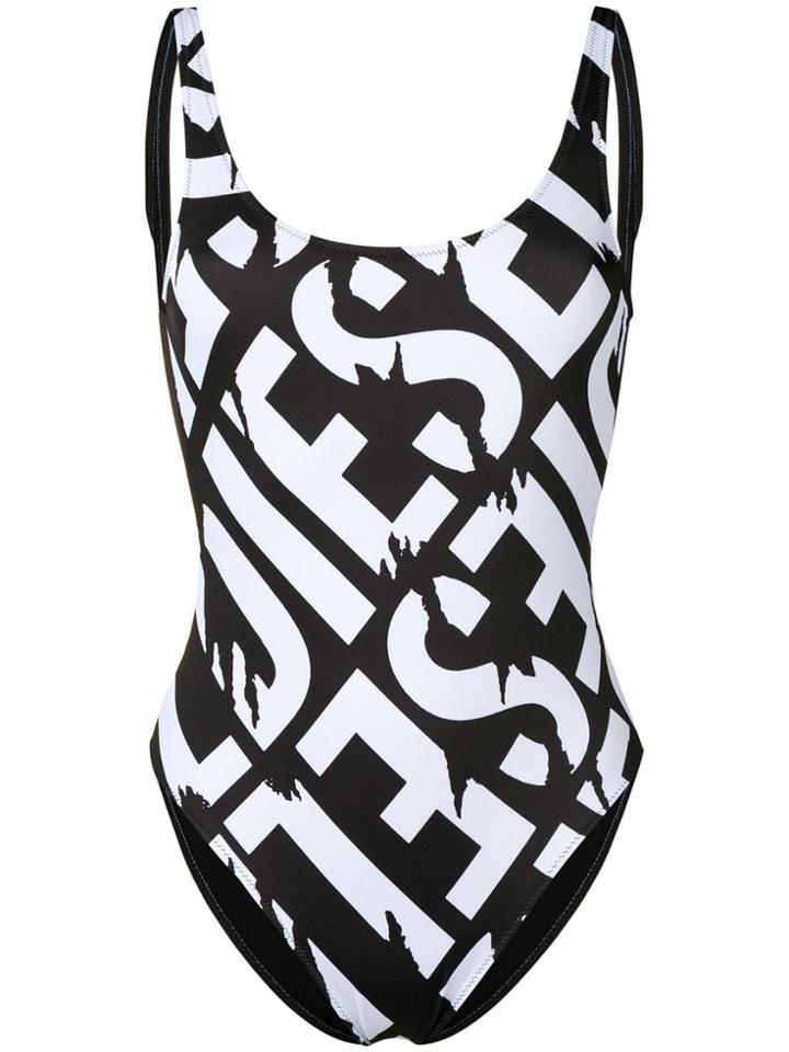 Diesel Logo Print Swimsuit - Black