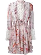 Giambattista Valli Longsleeved Floral Print Dress, Women's, Size: 38, Pink/purple, Silk/cotton/polyester