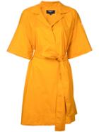Paule Ka - Short Woven Wrap Dress - Women - Cotton/spandex/elastane - 44, Yellow/orange, Cotton/spandex/elastane