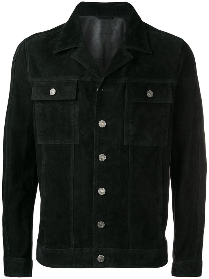 Karl Lagerfeld Suede Trucker Jacket - Black